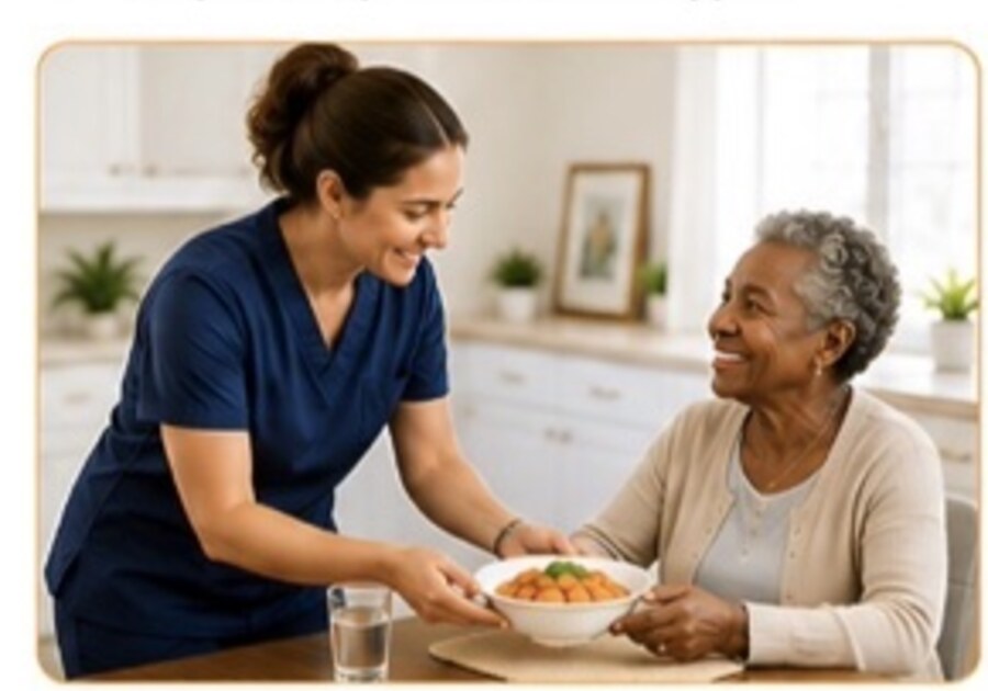 Home care professional offering supportive companionship